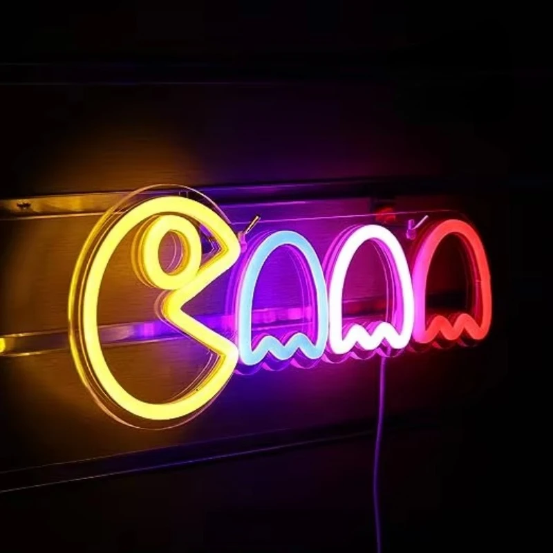 Ghost Neon Sign for Bedroom Wall Decor Retro Arcade Decoration Led Neon light for Gaming Room Man Cave Birthday Halloween Gift