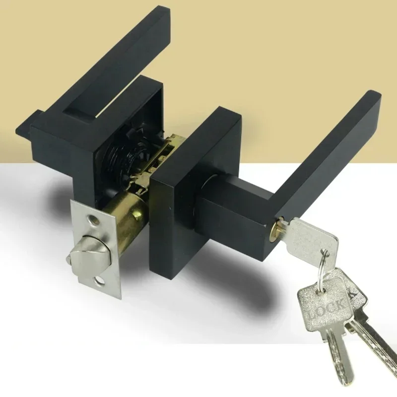 

Black Square Indoor Bedroom Bathroom Door Lock Hardware Accessories Door Lock