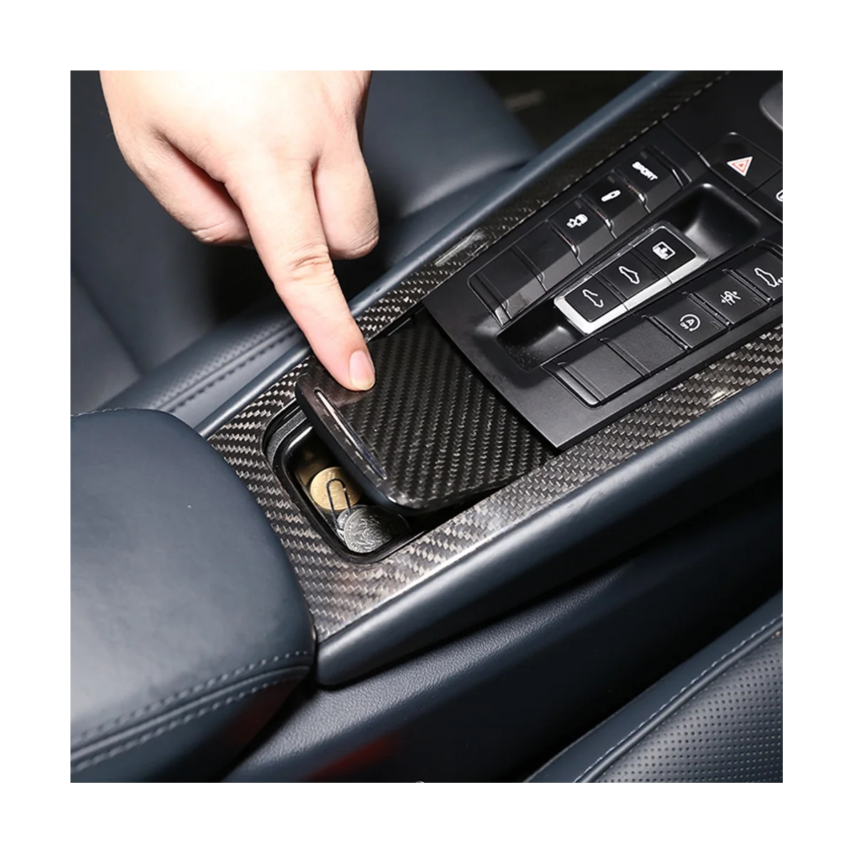 For Porsche 718 911 2012-2019 Dry Carbon Fiber Central Control Storage Box Cover Trim Sticker Decoration Car Accessories