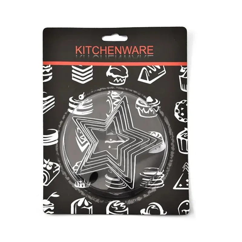 Stainless Steel Christmas Theme Cookie Cutter, Baking Tools, Cookie Press, Five-Point Star Die, Kitchen, 6Pcs per Set