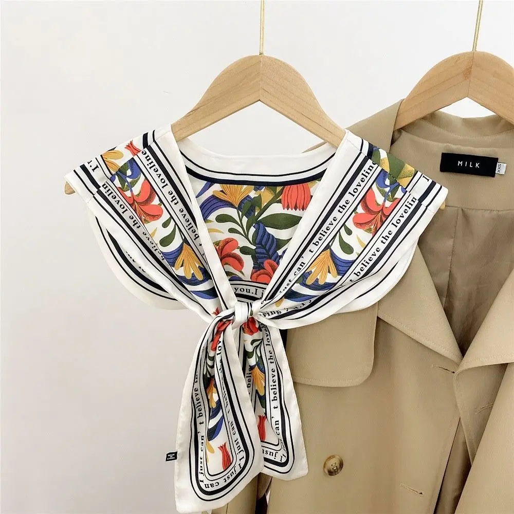 Cloak Oil Painting Shawl with Tie Breathable Multicolor Sle Silk Scarf Short Fake Collar Decorative Air Conditioned Room