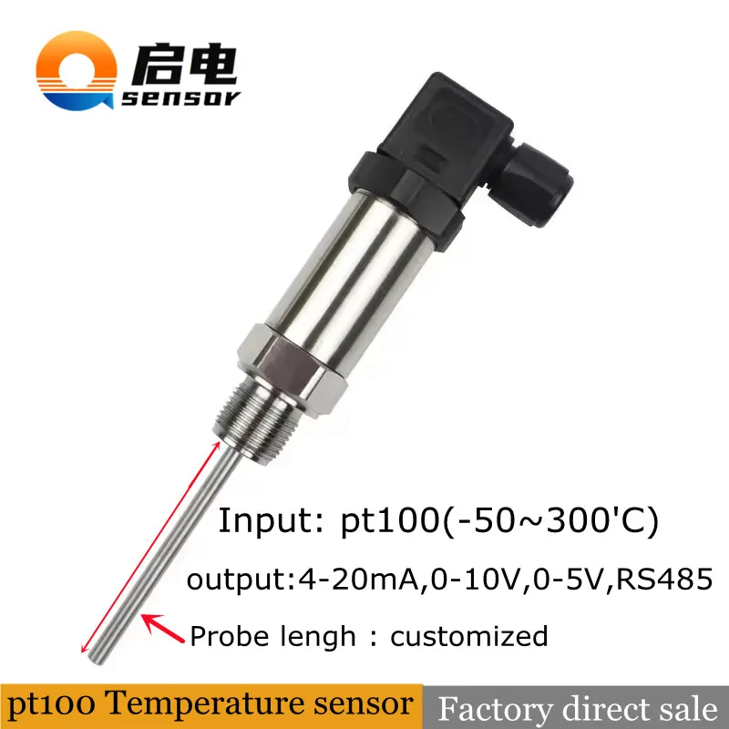 Transmissor de Temperatura Qidian Sensor de Resistência Térmica Pt100 Rtd Integrado Plug-in Pt100 Saída 420ma Venda de Fábrica