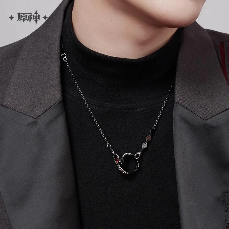 [حقيقية] miHoYo Game Genshin Impact Arlecchino موضوع سلسلة قلادة حلقة مجموعة أنيمي الملابس التبعي تأثيري هدايا الهالوين