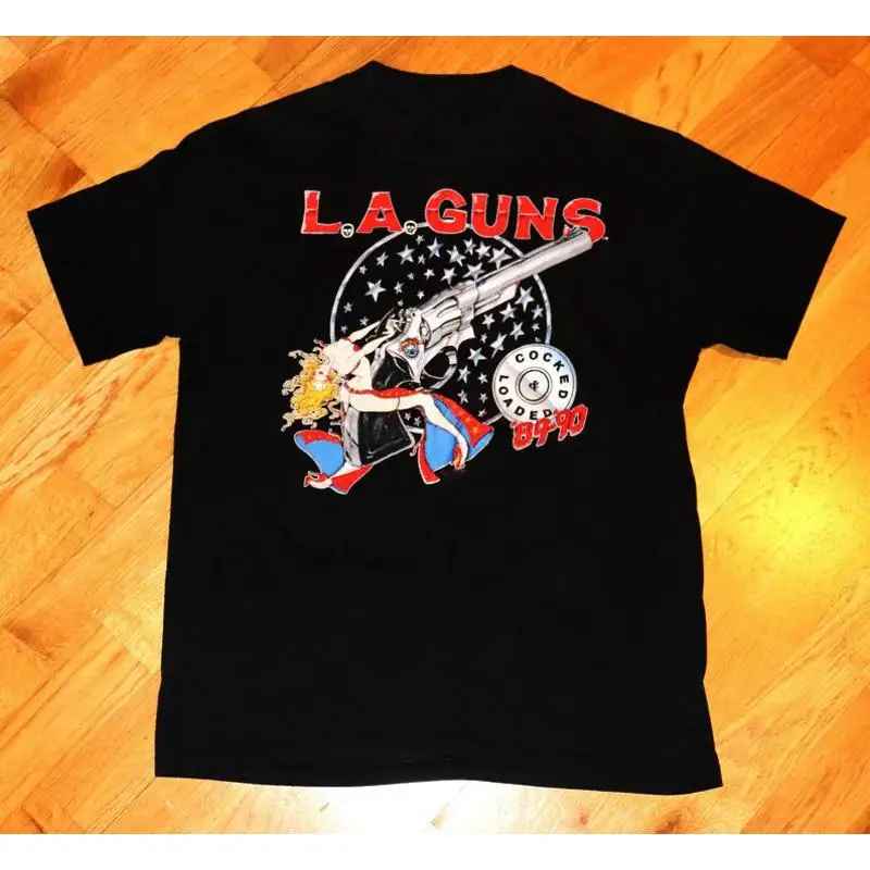 

LA GUNS Хлопковая черная мужская футболка S 234XL для фанатов
