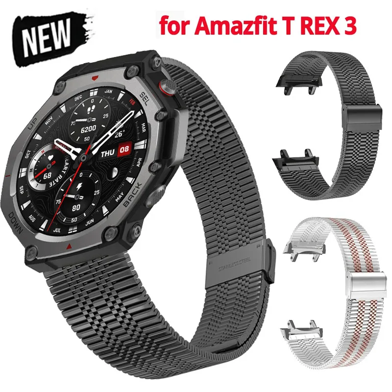Armband Für Amazfit T-REX 3 Smart Uhr Metall Edelstahl Verstellbares Band Für Huami Amazfit t rex 3 Luxus Armband Correa