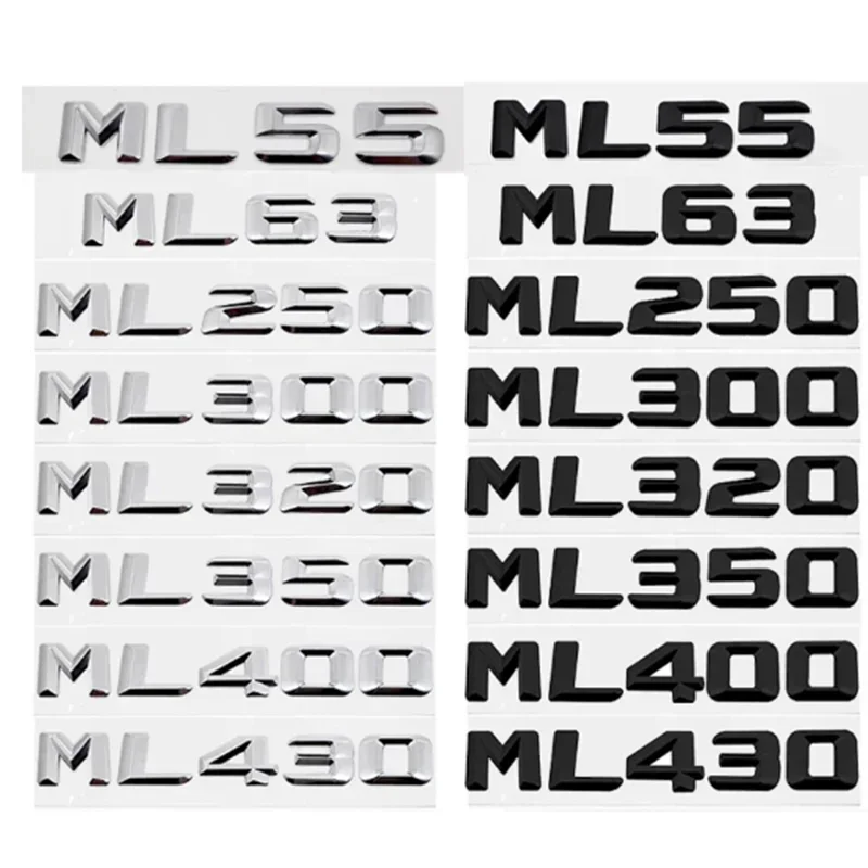 3D Car Rear Trunk Sticker Tail Letter Badge Emblem for Mercedes Benz Old Style ML55 ML63 ML250 ML300 ML320 ML350 ML400 ML430