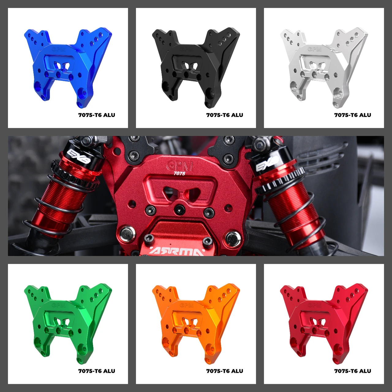 

GPM 7075 Alloy Front Shock Tower For ARRMA 1/8 Kraton 6S EXB V6 Notorious V6
