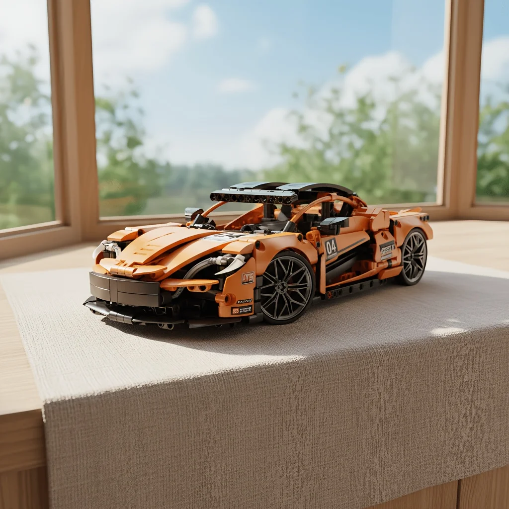 Track style convertible supercar building block car model, dynamic competitive appearance with complete mechanical structure, lo