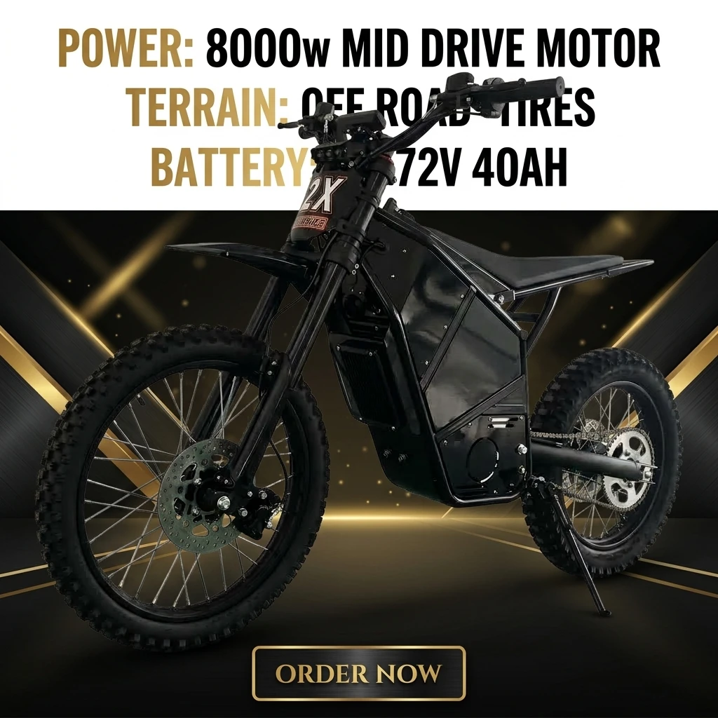 USA Warehouse MD-2X 72V 40Ah 8000W Mid Drive Electric Motorcycle Fardrive Controller High Speed Electric Bicycle