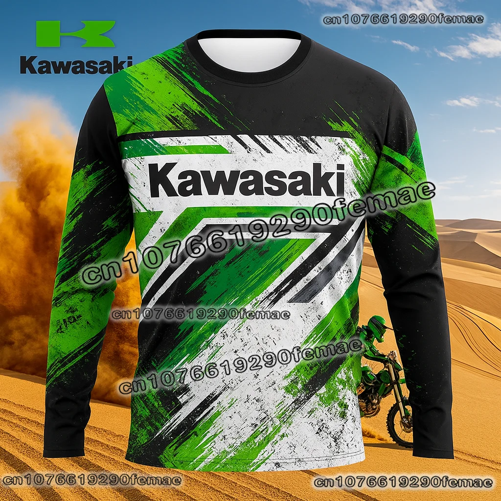 

Men’s Kawasaki Motocross Racing Long Sleeve Jersey Breathable Quick Dry Comfortable Shirt for Dirt Bike Off-road Trail Adventure