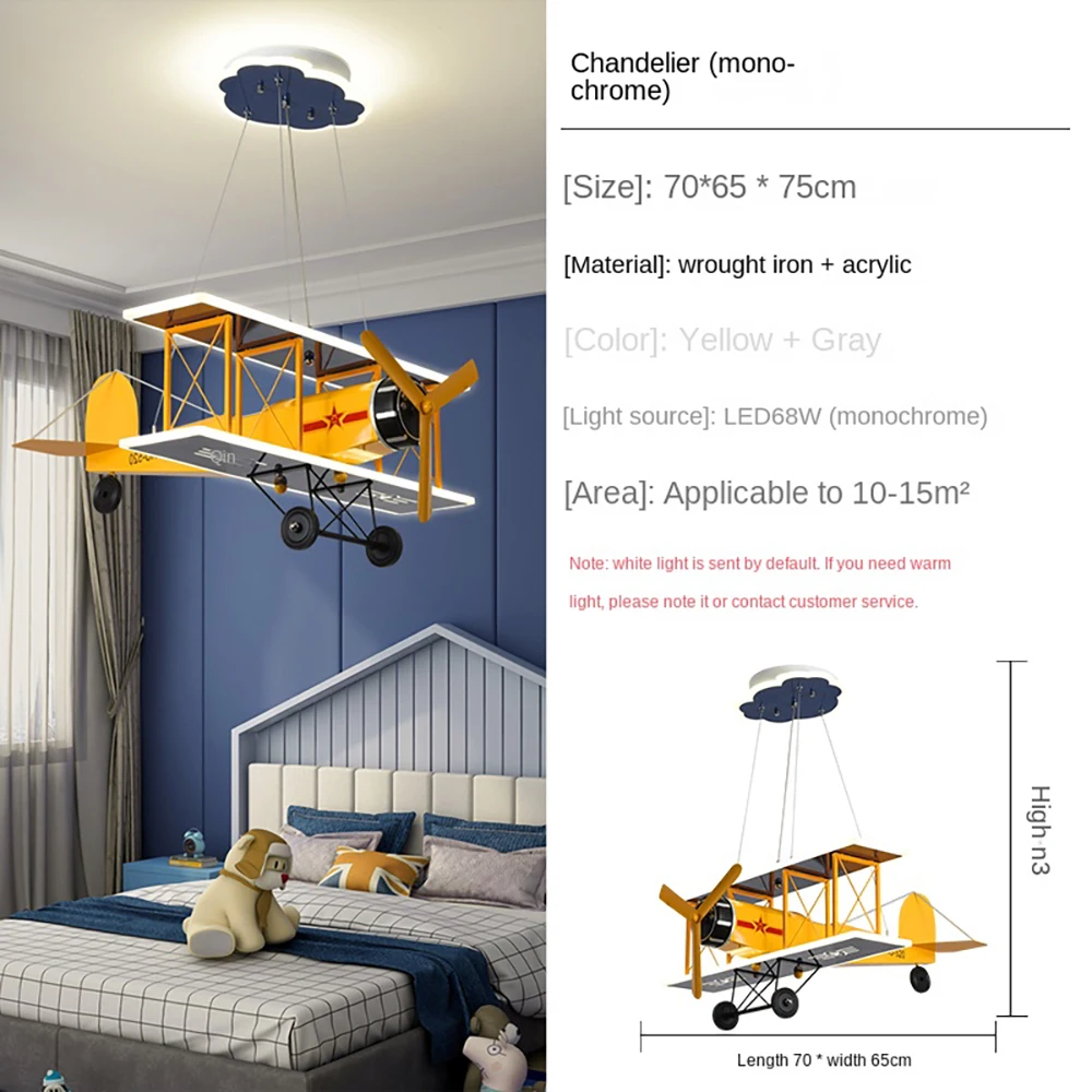 SGROW-LED Desenhos animados Avião Fan Lustre para Quarto das Crianças, Quarto Luz, Simples e Moderno, Criativo, Proteção para os Olhos