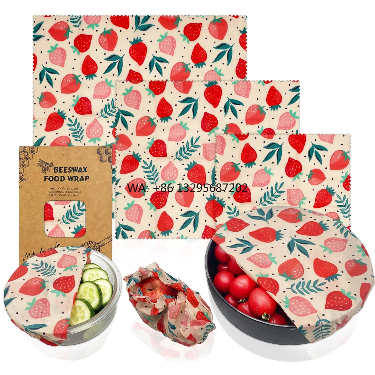 

Free Sample 3Pcs/set LFGB Food Grade Sandwich Washable Reusable Organic Cotton Leaf Beeswax Food Paper Wraps