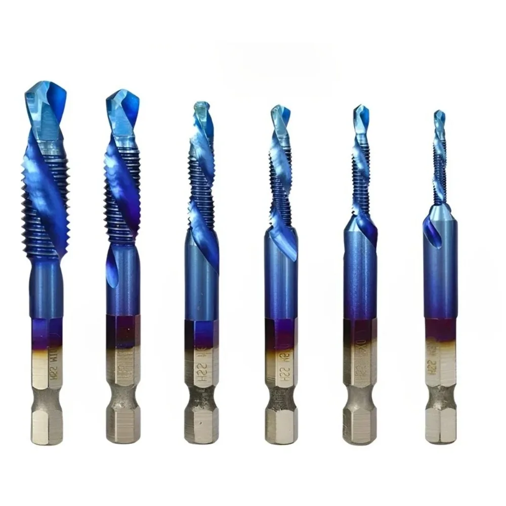 Brocas de Roscar HSS con Recubrimiento de Titanio y Vástago Hexagonal, Brocas de Roscar Métricas para Máquina, Herramientas Manuales M3 M4 M5 M6 M8 M10