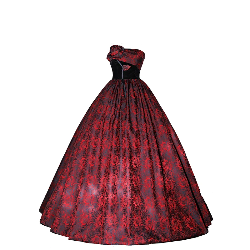 Vestido De quinceañeras Vintage rojo vino, vestido De baile Sexy sin tirantes hasta el suelo, exquisito vestido De baile De lujo con estampado Floral, nuevo