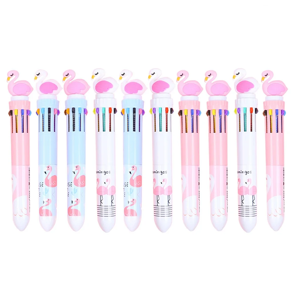 

10 Pcs Colored Ballpoint Pen Multicolor Pens Retractable Colorful Small and Fresh