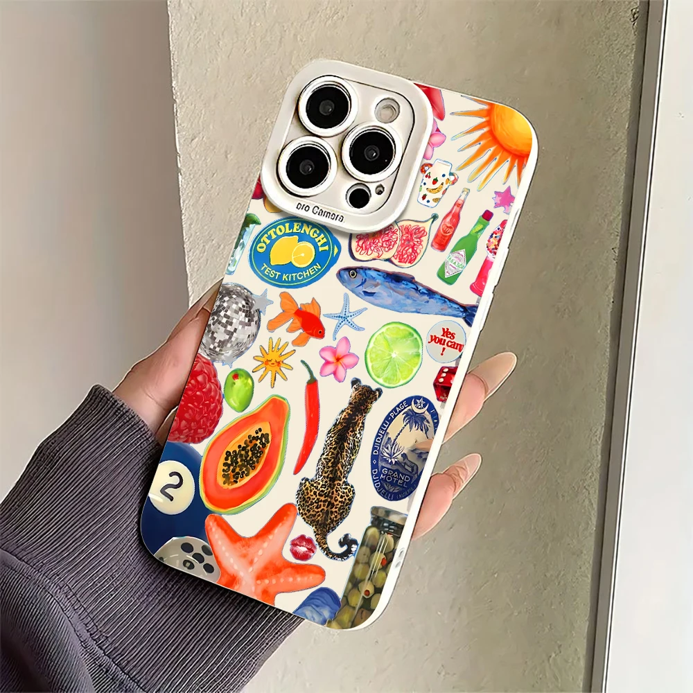 Luxuriöse Trendige Artikel Collage Handyhülle für iPhone 17 16 15 14 11 12 13 Pro Max Plus 7 8 Plus XS XR 17 Air Stoßfeste Weiche Hülle – Detail 7