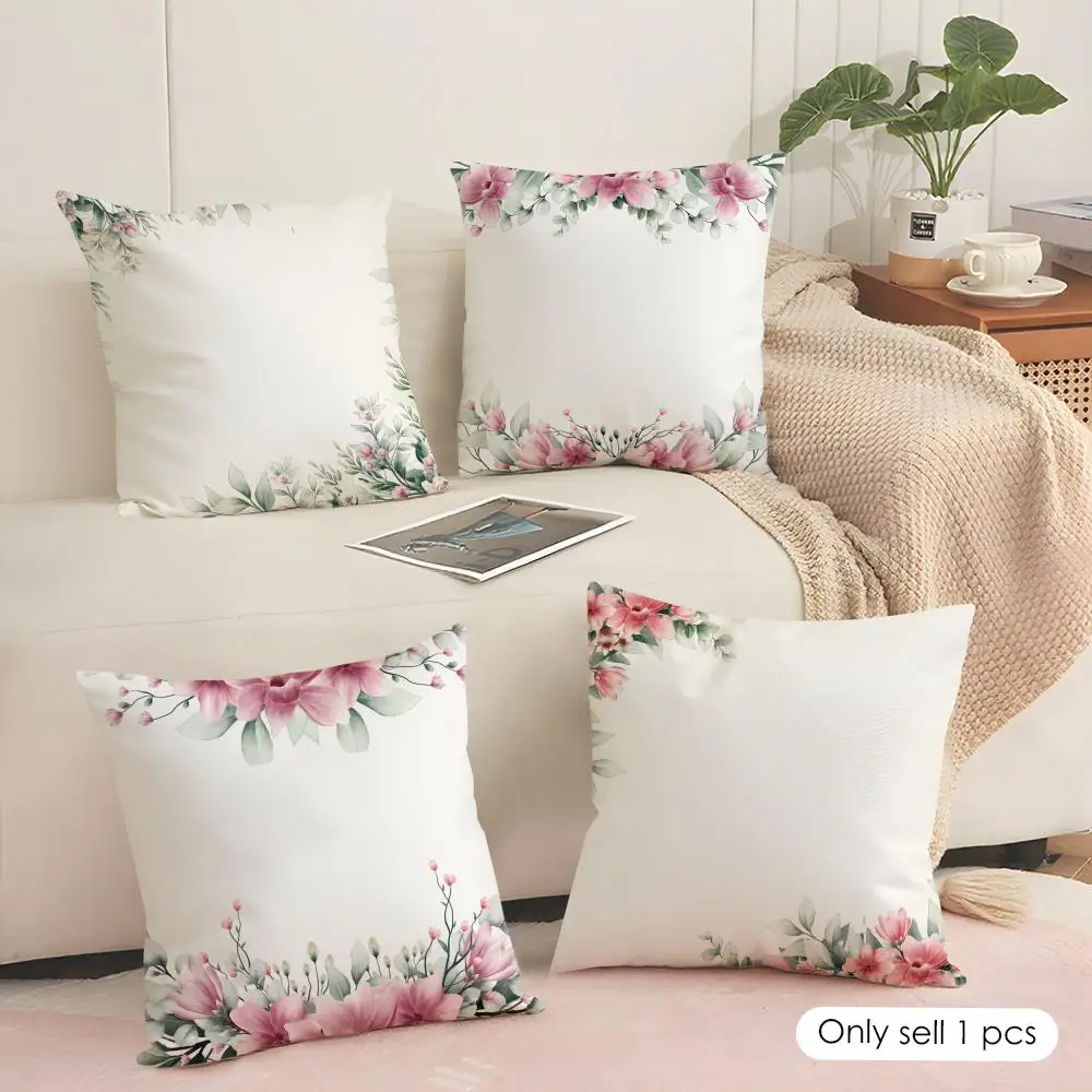 Infinite Bloom Cushion Cover Soft Short Plush Pillow Cover Smooth Cozy Texture Aesthetic Cushion Case Home Decor