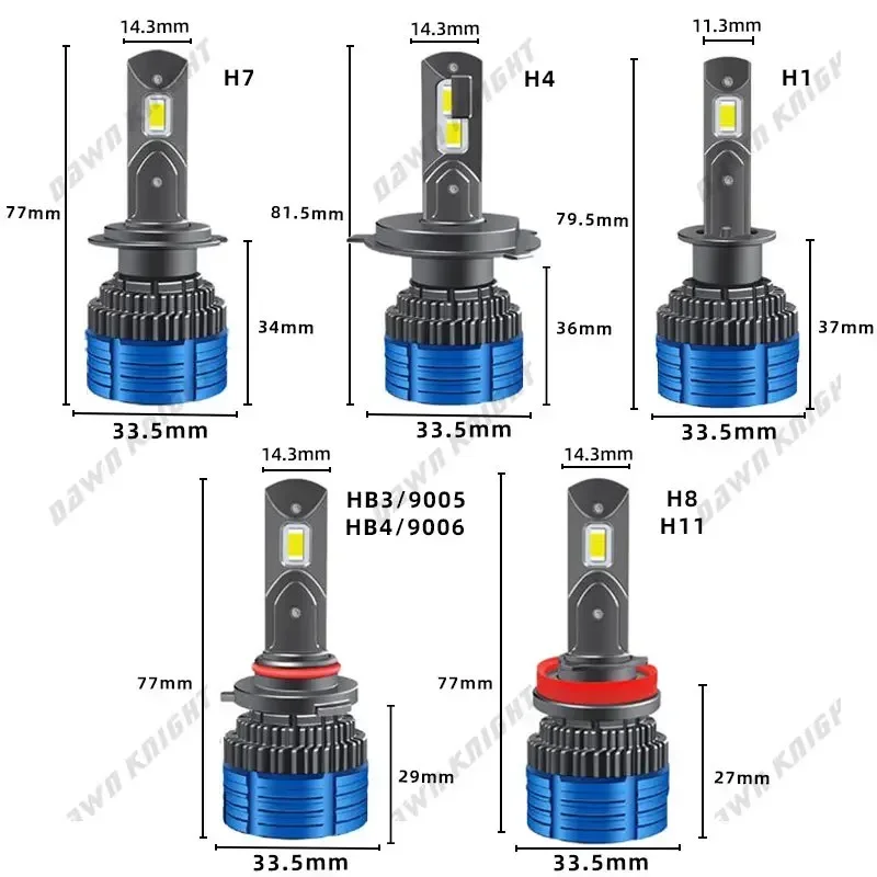 DAWNKNIGHT-luces Led antiniebla para coche, Kit de faros Led para Auto de 12V y 80W, K4S, K4C, H7, H4, HB3, 9005, H1, H11, 4300K, H8, HB4, 9006