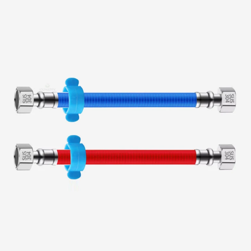 304 Stainless Steel Hose Water Heater Connector Hose PVC Coated Explosion-proof Hot or Cold Water Inlet Pipe 60cm Gas Hose