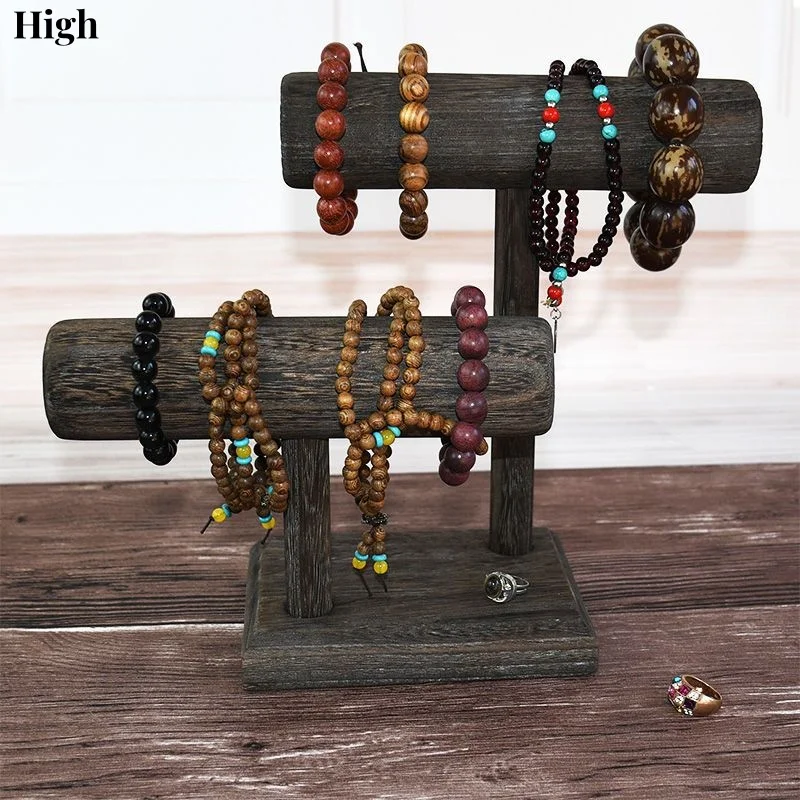2-layer Solid Wood Bracelet Display Stand Watch Stand Hair Band Storage Rack Home Decoration Store Retail