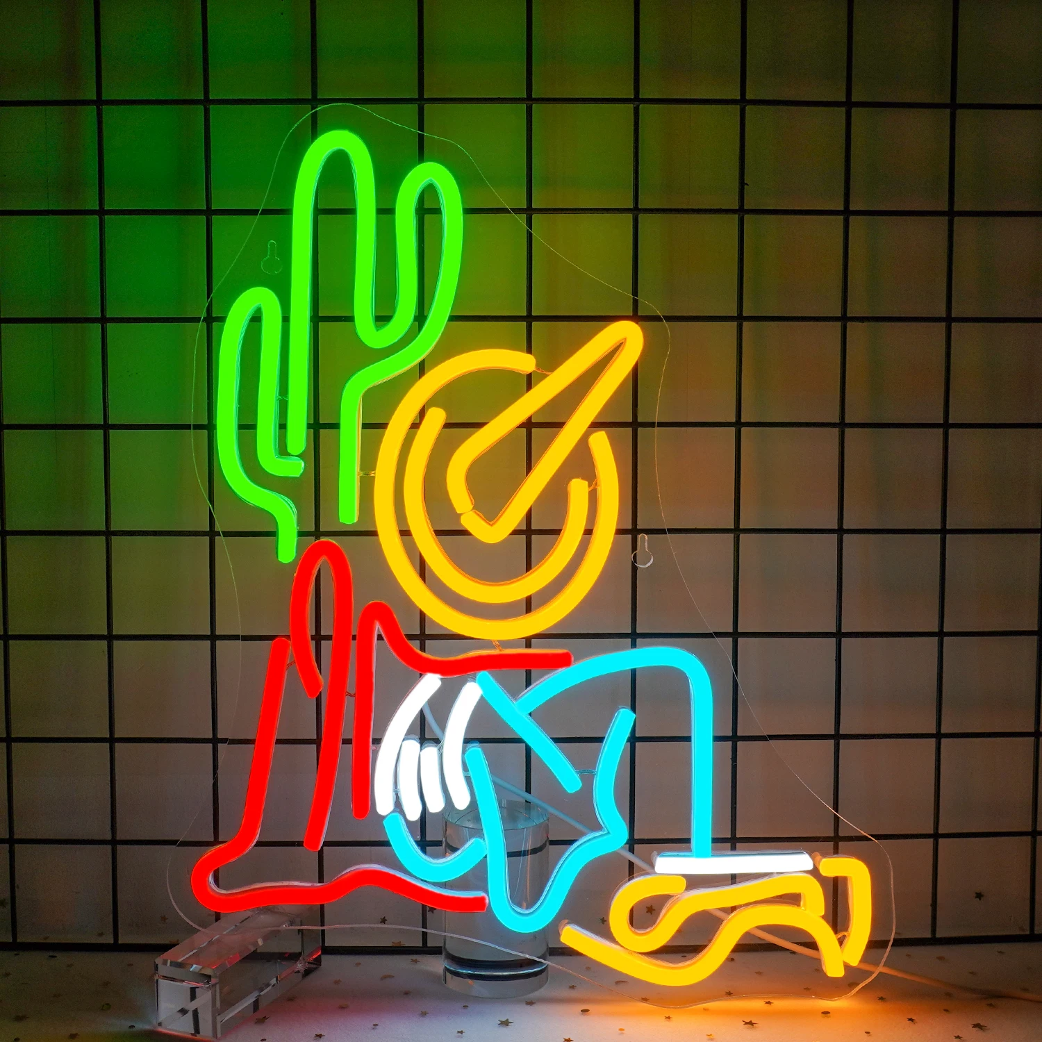 Cowboy Cactus Neon Sign Color Dimmable Led Lights Up Signs USB Powered For Bedroom  Decoration Kids Room Decor Bar Party Lamp