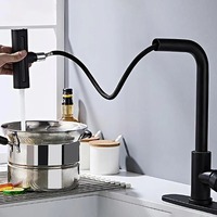 Black Pull Out Kitchen Sink Faucet Two Model Stream Sprayer Nozzle Stainless Steel Rotatable Kitchen Faucet Water Tap Deck