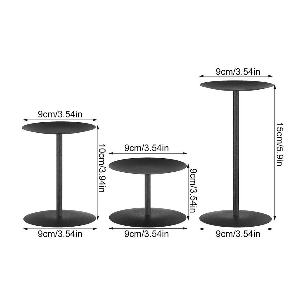 3Pcs Metal Pillar Candle Holders Wedding Candlestick Holders Black Iron Candlestick Candle Stand Table Decor