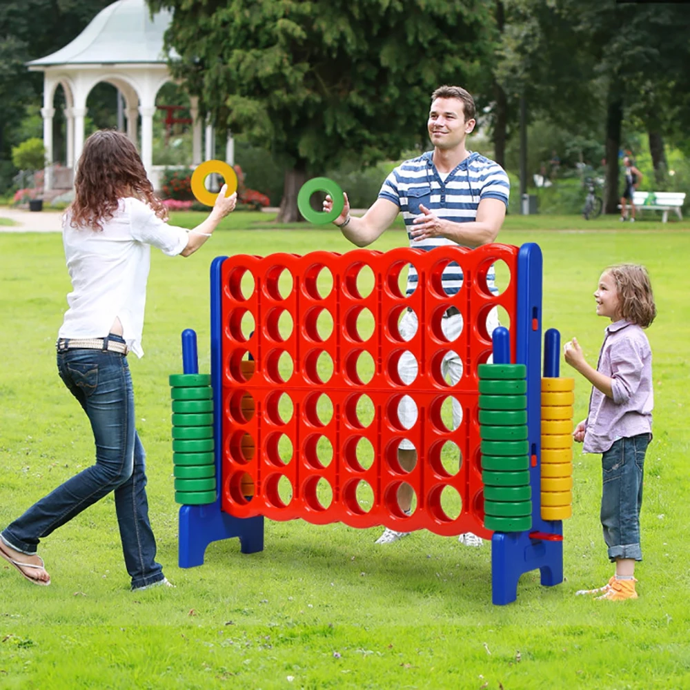 

Jumbo 4-to-Score Giant Games for Kids & Adults Outdoor Party Family Connect Plastic Game w/42 Jumbo Rings & Quick-Release Slide