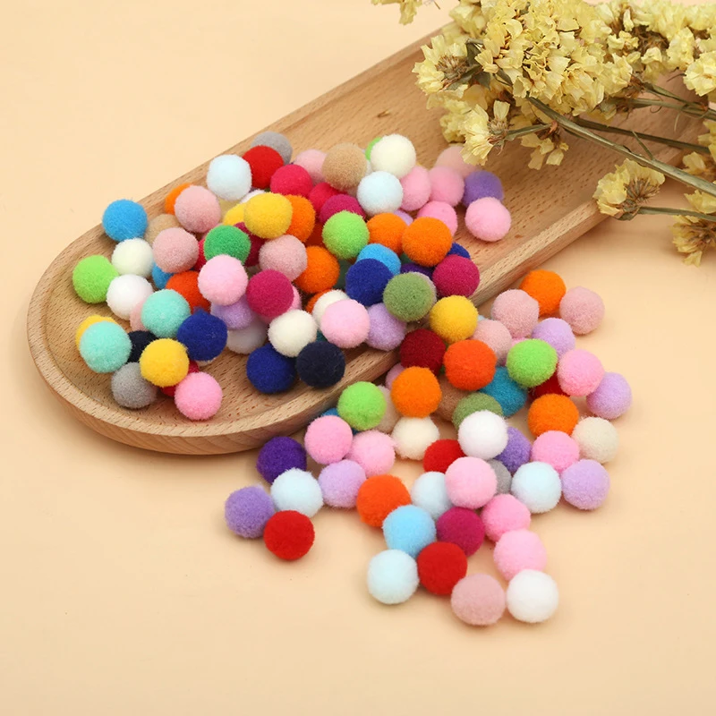 100 Pcs/lot Macaron Pompom Fluffy Ball 10mm Coloful Plush Ball Handmade Craft DIY Decor Toy Hairband Material Accessories