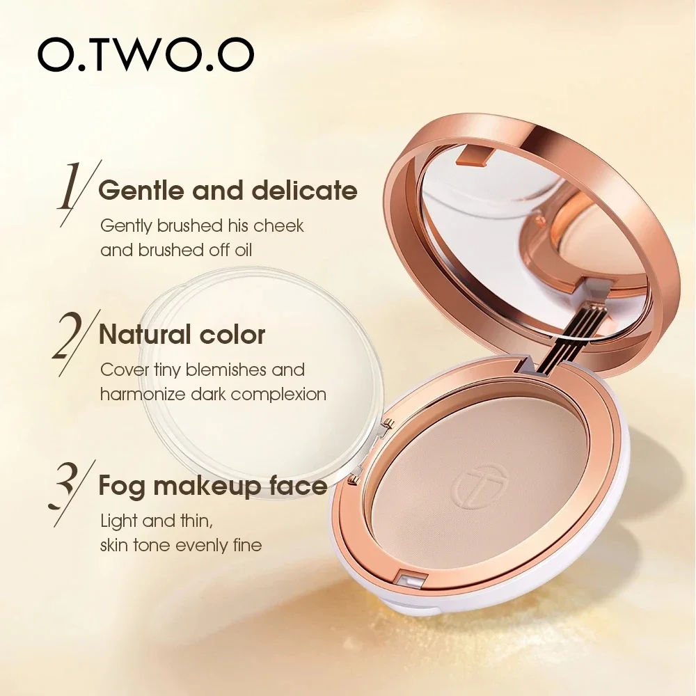 O.TWO.O Oil-Control Face Pressed Powder Zijde Gladde Make-up Setting Powder Waterproof Concealer Langdurig Zacht Gezichtspoeder