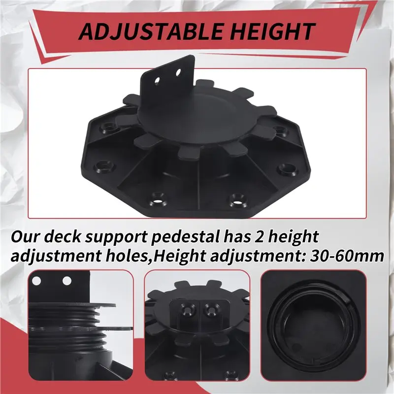 NALFI-10Pack Adjustable Deck Support Pedestal Deck Foundation Base Support For Floating Deck Platform Deck Floor Height