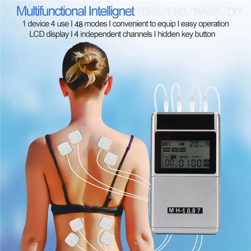B02C-48 Modes Electric Professional Muscle Stimulation Physiotherapy Massager For Full Body Relief With Tens Electrodes Pad
