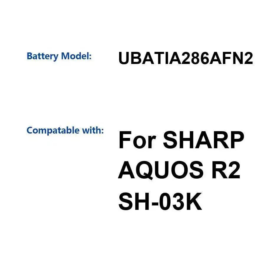 

Хорошая низкотемпературная батарея для мобильного телефона 3130 мАч UBATIA286AFN2 для Sharp Aquos R2 SH-03K