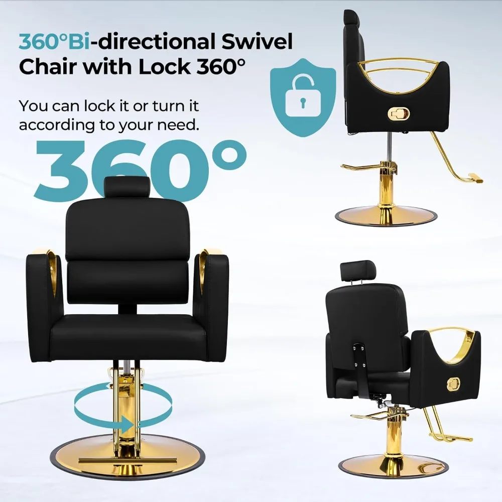 كراسي صالون لمصفف الشعر كرسي حلاق مستلق لصالون الحلاقة 360 كرسي شعر دوار مع هيدروليكي عالي التحمل #6