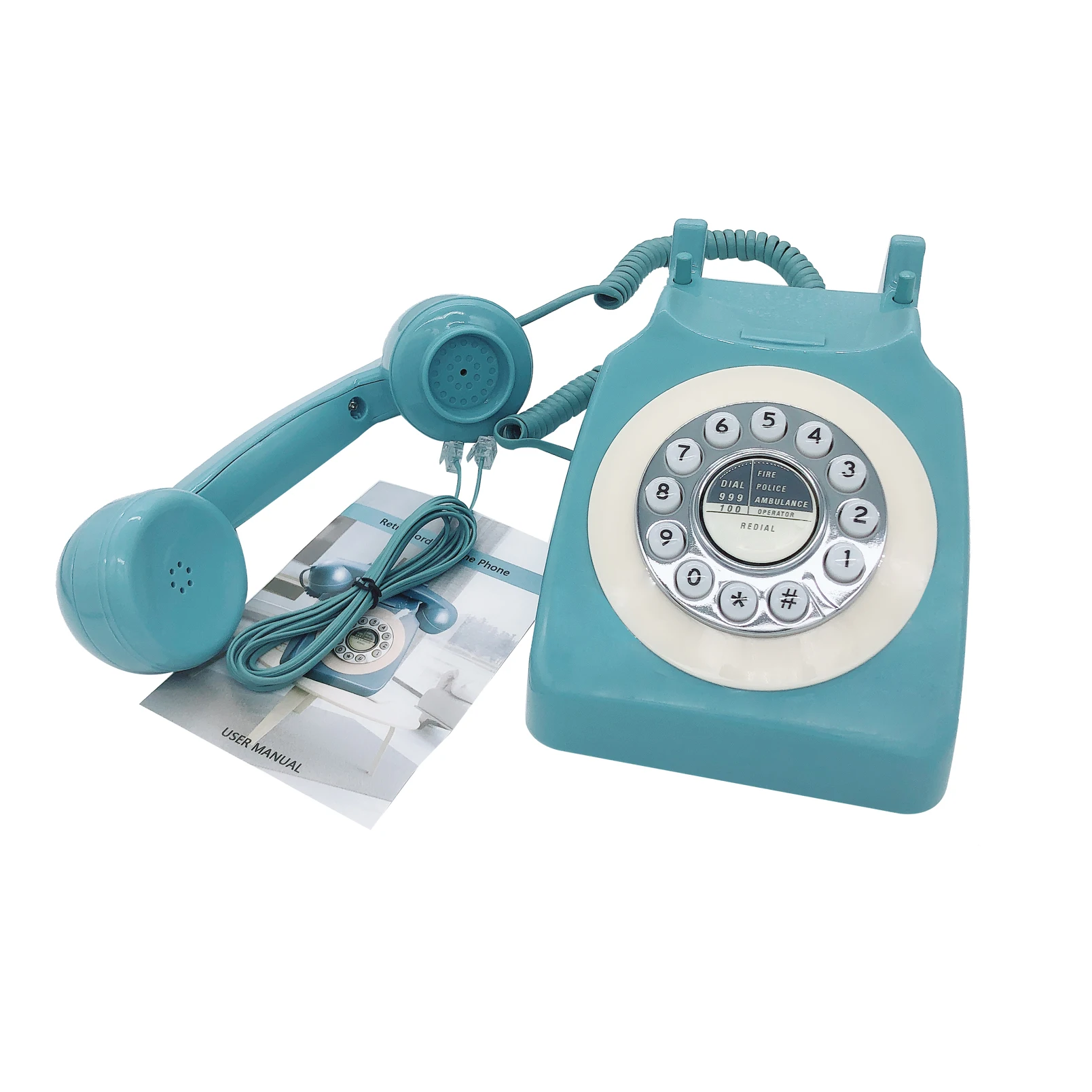 Blue Retro Telephone Corded Pretty Antique Telephone Old Fashion Landline Phones of 1960s Best European Style Telephone Gift