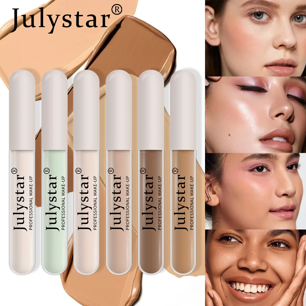 Julystar คอนซีลเลอร์6สีกันน้ำชุ่มชื้นควบคุมน้ำมันคอนซีลเลอร์ปกปิดรอยสักจุดสำหรับทุกสภาพผิวเครื่องสำอาง