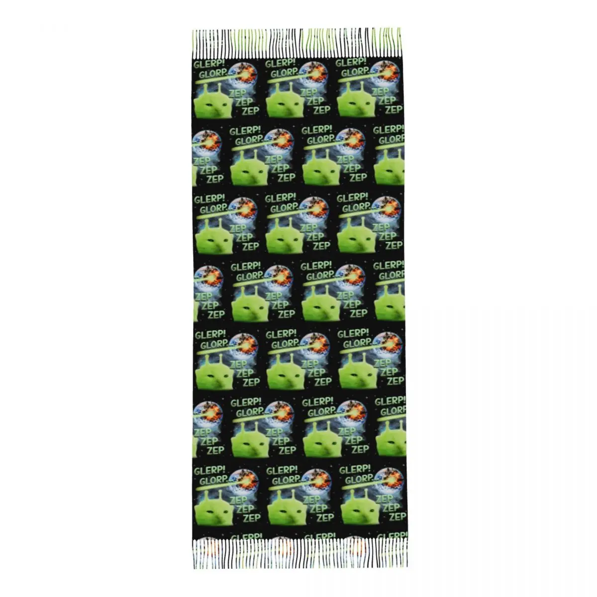 Glerp Glorp Alien Cat Weird Brainrot Meme Space Humor Scarf Tassel Scarves for Women Soft Warm Shawls and Wraps Large Shawl Wrap