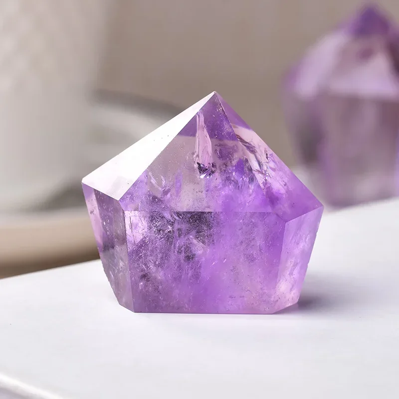 1PC Natural Amethyst Point Wand Quartz Crystal Healing Crystal Stone Tower Handmade Home Decor Pyramid Ornaments