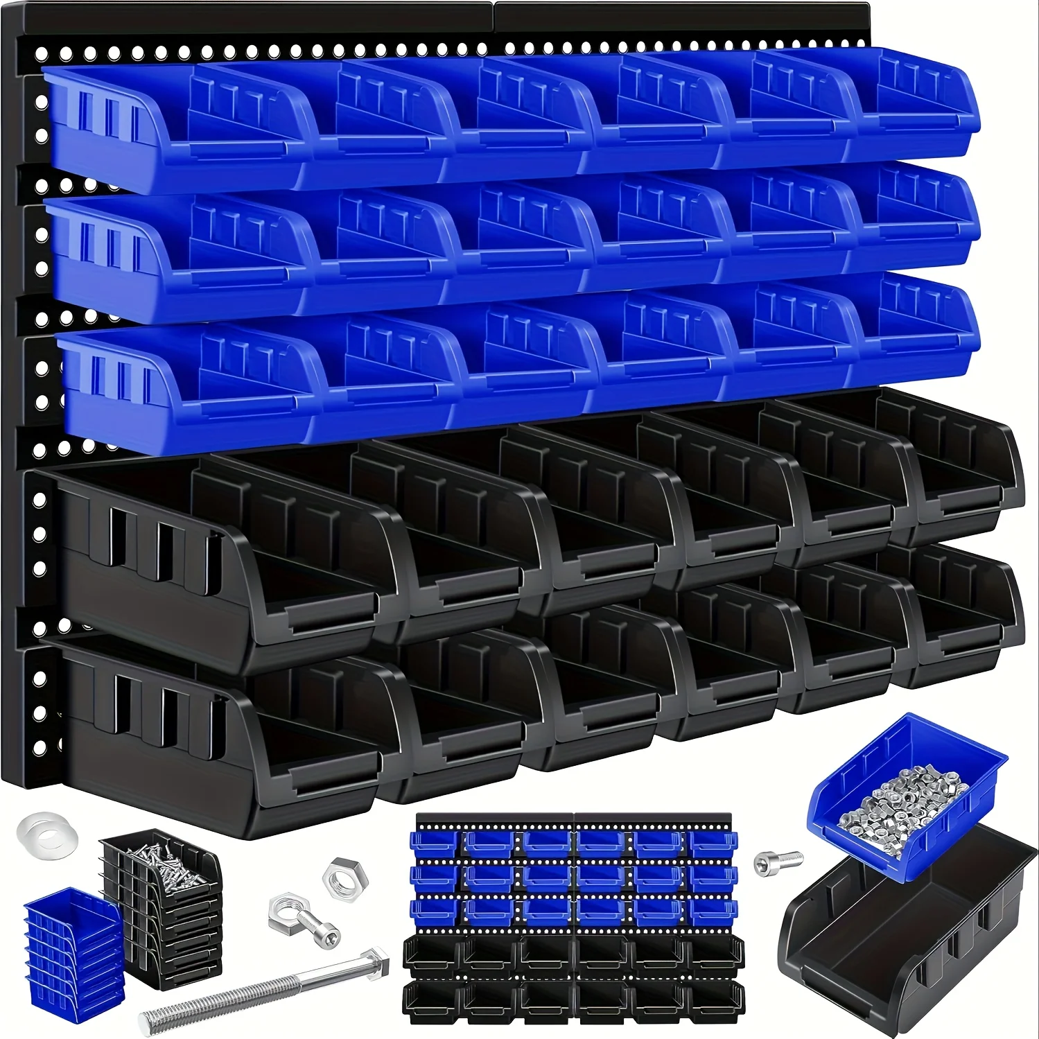30-Piece Wall-Mounted Tool Storage Rack Set. Easy to Install, Perfect for Garages, Workshops, and Man Caves for Tool Storage.