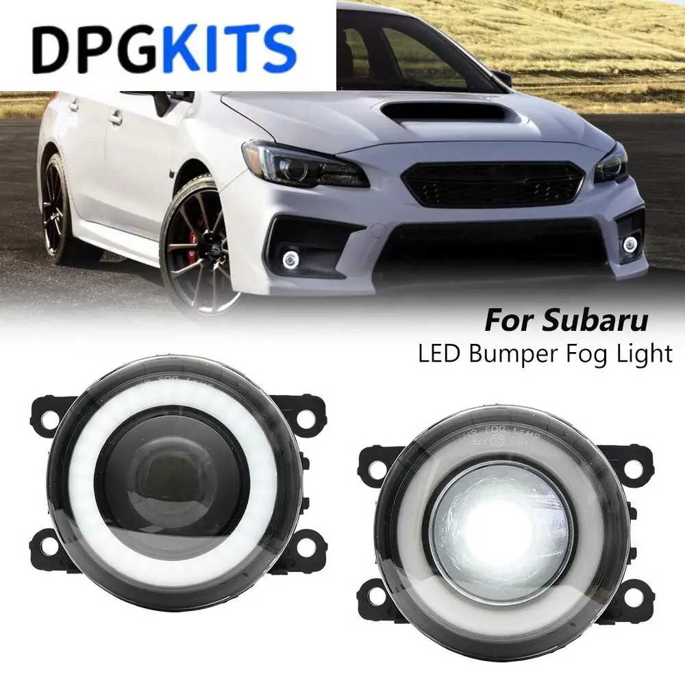 2Pcs White LED Fog Light w/ Halo Ring DRL For 13-16 Subaru BRZ 15-21 WRX STI Impreza Legacy Outback Forester Levorg