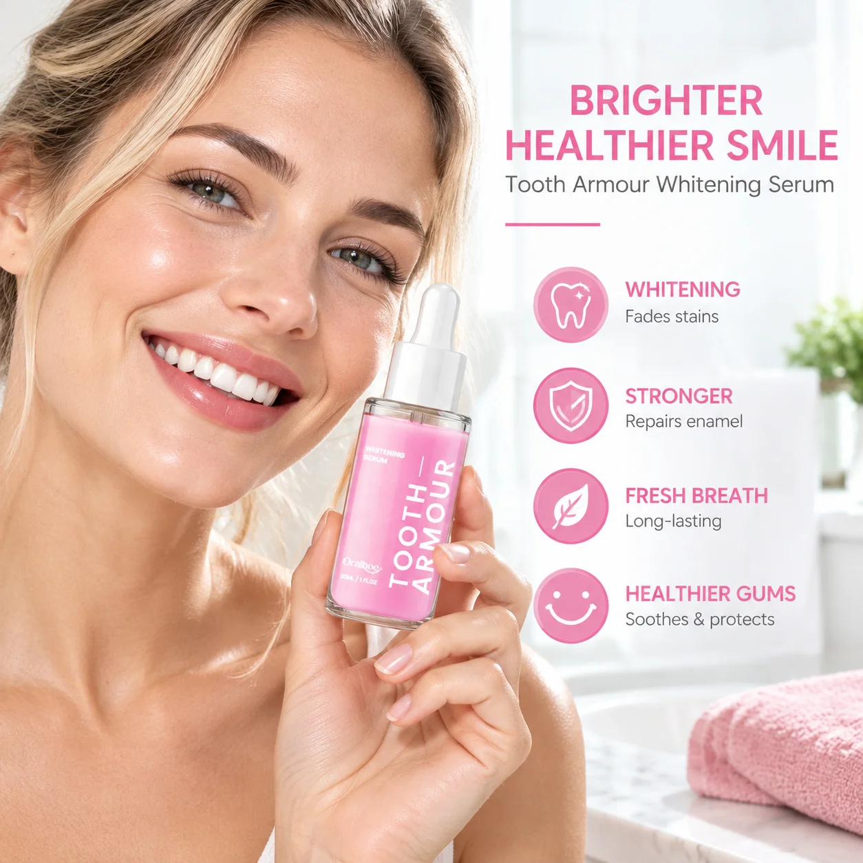 Oralhoe Tooth Armour Whitening Serum Fresh Breath Remove Yellow Tooth Stain Protection Oral Brightening Dental Care Essence 30ml
