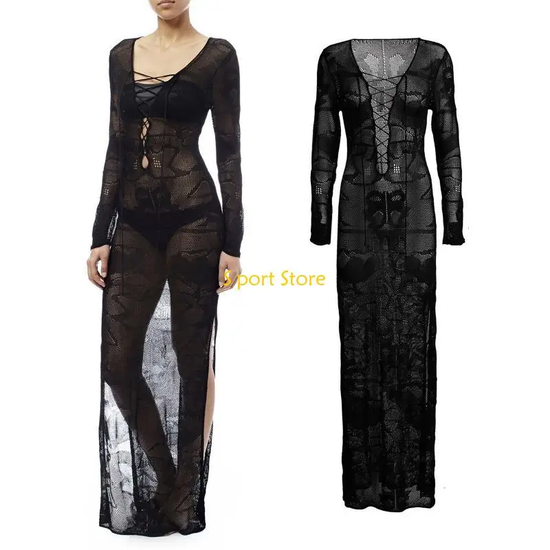 U2JB Sun สำหรับป้องกันชายหาดผู้หญิง Hollow Holiday ชุดถักชุดว่ายน้ำ C