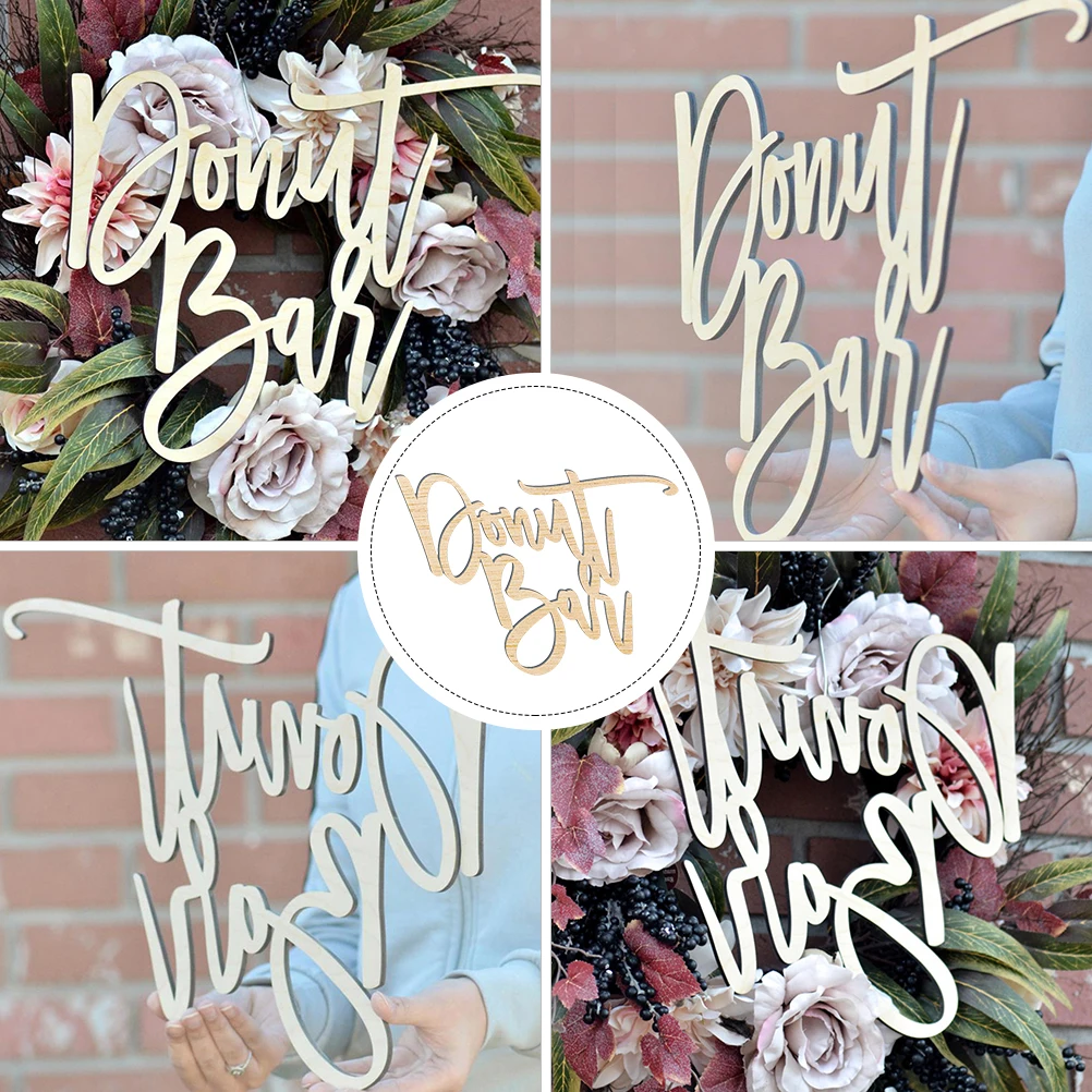 

Wooden Signage Buffet Donuts Wedding Decor Rustic Dessert Signs Table Bar Candy Display Ideas