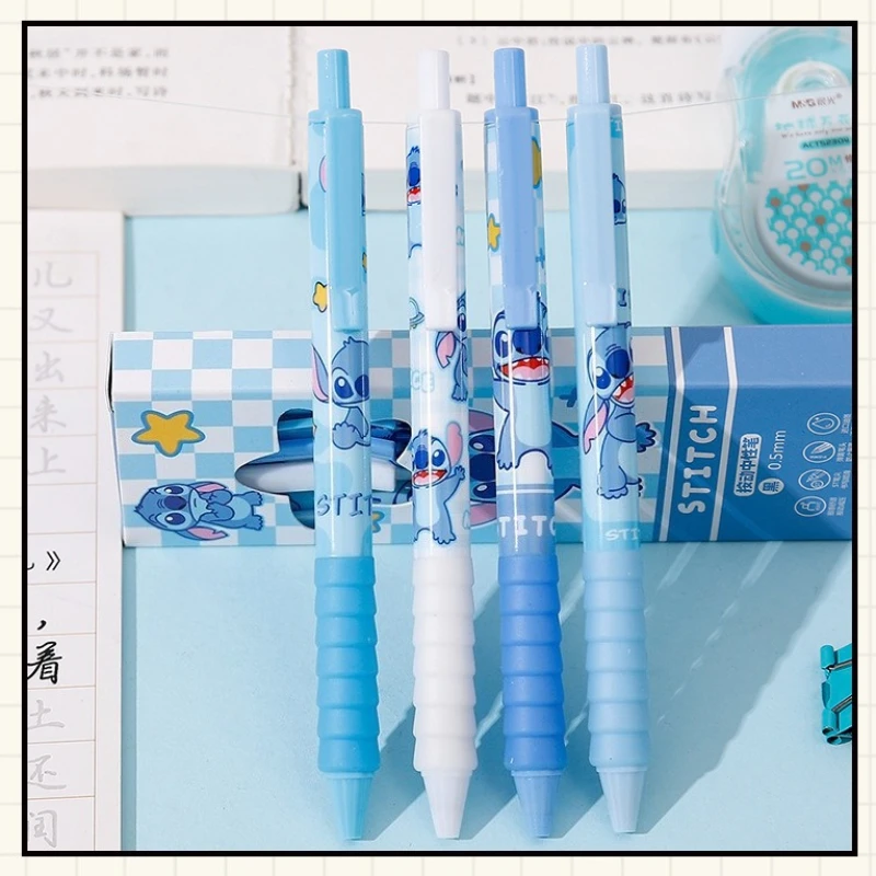 4 pçs/caixa kawaii disney ponto imprensa gel caneta escrita 0.5mm dos desenhos animados preto neutro caneta material escolar de escritório estudo papelaria presente