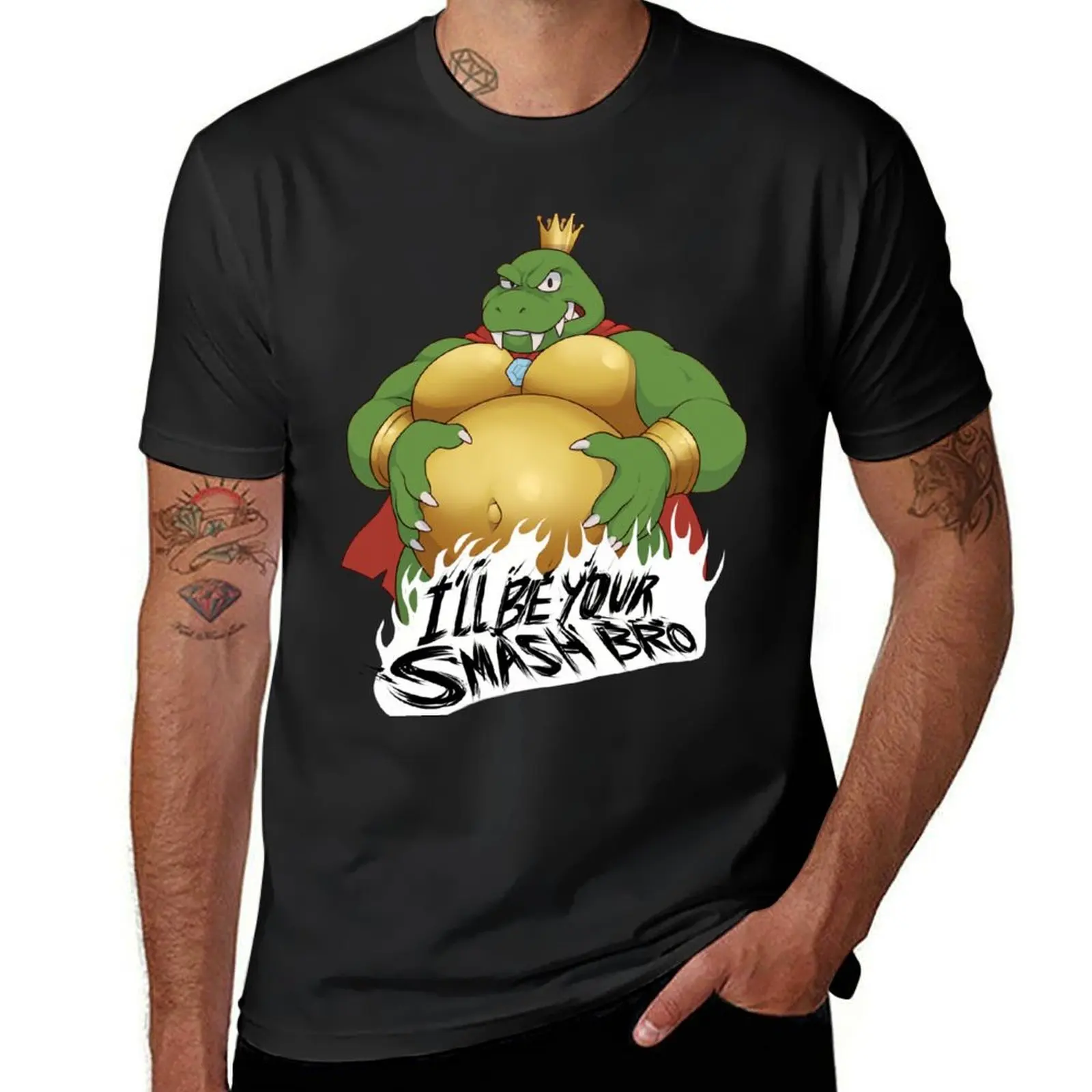 

Футболка King K.Rool Main, черные Симпатичные топы, мужские Графические футболки, хип-хоп
