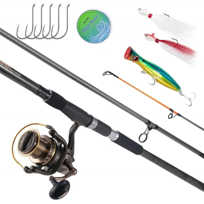 

QDr.Fish and Combos Saltwater Combo 12ft Rod 10000 Fishing Reel Offshore Inshore Surf Ca