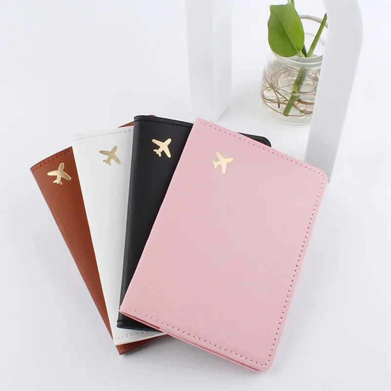 2024 New Pu Leather Document Package Airplane Travel Passport Book Protective Sleeve Passport Clip Card Sleeve Bags