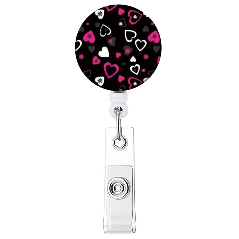 Neue Stil Farbe Liebe Versenkbare Clip Reel Karte Halter Herz Form ID Business Arbeit Karte Yoyo Abzeichen Halter Büro Liefert – Detail 27