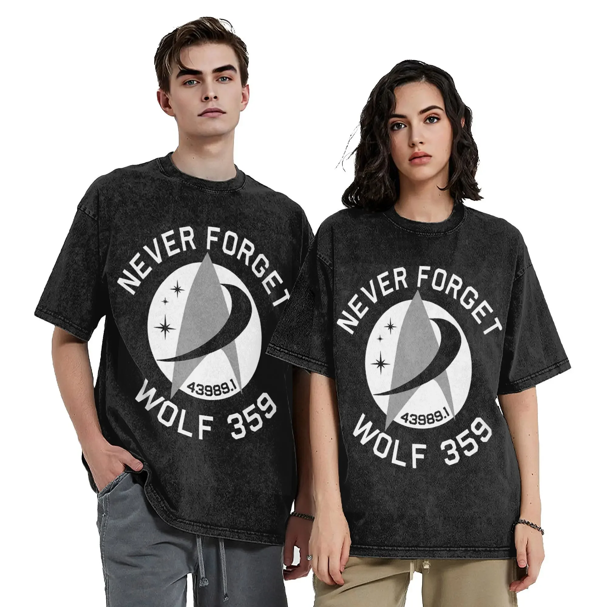 Hip Hop Never Forget Wolf 359 Stars Treks Outfit T Shirt for Men Women  Cotton Washed Tee Shirt Clothes