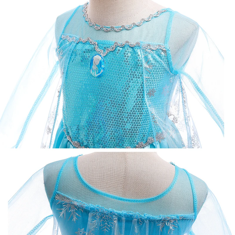 Elsa Dress for Girls Elsa Costume Snow Queen Anna Dress Cosplay Birthday Party Children Kids 2024 Halloween Girl Frozen Costume